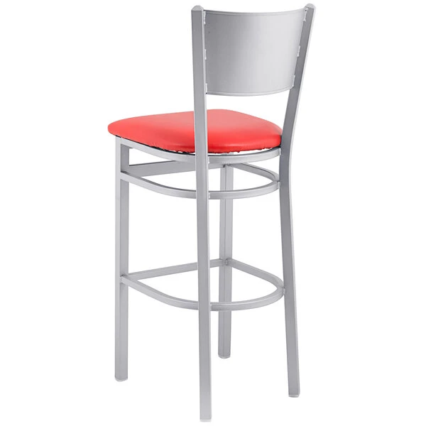 BFM Seating Axel Silver Mist Steel Bar Height Chair With Red Padded Vinyl Seat 3 BFM Seating Axel Silver Mist Steel Bar Height Chair With Red Padded Vinyl Seat - Image 3