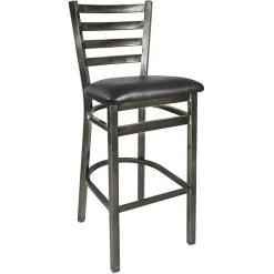 BFM Seating Lima Steel Bar Height Chair With 2" Black Vinyl Seat And Clear Coat Frame