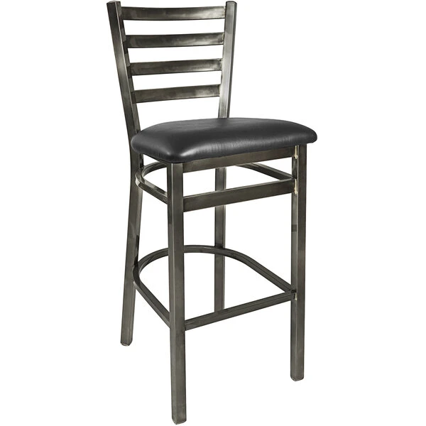 BFM Seating Lima Steel Bar Height Chair With 2" Black Vinyl Seat And Clear Coat Frame 1 BFM Seating Lima Steel Bar Height Chair With 2" Black Vinyl Seat And Clear Coat Frame