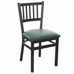 BFM Seating Troy Sand Black Steel Side Chair With 2" Green Vinyl Seat