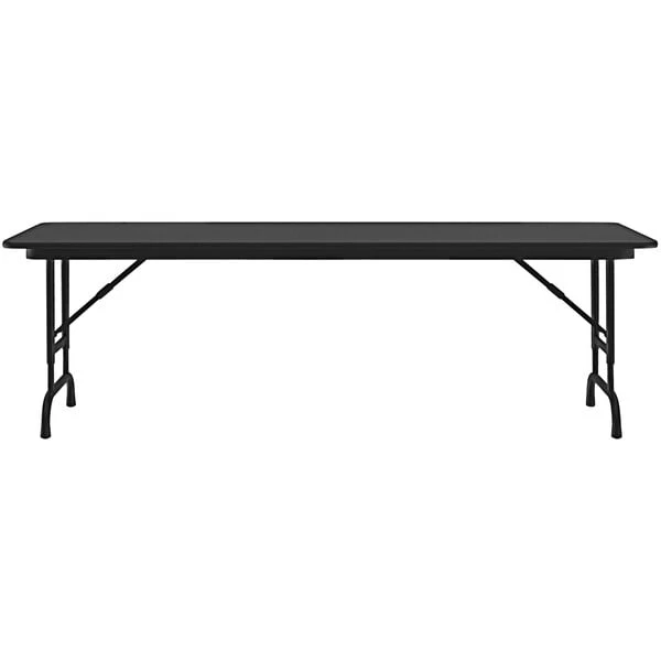 Correll 24" X 60" Black Granite 22" - 32" Adjustable Height Thermal-Fused Laminate Top Folding Table With Black Frame 2 Correll 24" X 60" Black Granite 22" - 32" Adjustable Height Thermal-Fused Laminate Top Folding Table With Black Frame - Image 2