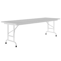 Correll 24" X 60" Gray Granite 22" - 32" Adjustable Height Thermal-Fused Laminate Top Folding Table With Gray Frame