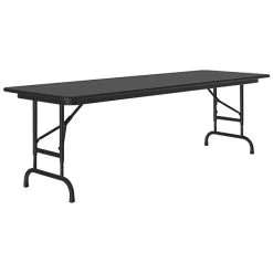 Correll 24" X 72" Black Granite 22" - 32" Adjustable Height Thermal-Fused Laminate Top Folding Table With Black Frame
