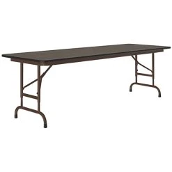 Correll 24" X 72" Walnut 22" - 32" Adjustable Height Thermal-Fused Laminate Top Folding Table With Brown Frame