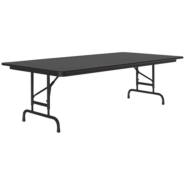 Correll 36" X 72" Black Granite 22" - 32" Adjustable Height Thermal-Fused Laminate Top Folding Table With Black Frame 1 Correll 36" X 72" Black Granite 22" - 32" Adjustable Height Thermal-Fused Laminate Top Folding Table With Black Frame