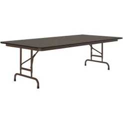 Correll 36" X 72" Walnut 22" - 32" Adjustable Height Thermal-Fused Laminate Top Folding Table With Brown Frame