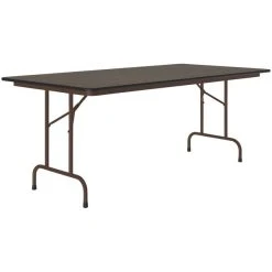 Correll 36" X 72" Walnut Thermal-Fused Laminate Top Folding Table With Brown Frame