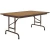 Correll 30" X 48" Oak 22" - 32" Adjustable Height Thermal-Fused Laminate Top Folding Table With Brown Frame