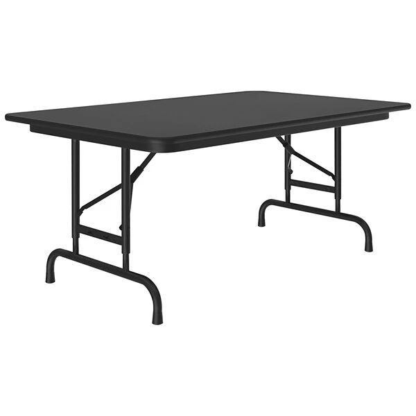 Correll 30" X 48" Black Granite 22" - 32" Adjustable Height Thermal-Fused Laminate Top Folding Table With Black Frame 1 Correll 30" X 48" Black Granite 22" - 32" Adjustable Height Thermal-Fused Laminate Top Folding Table With Black Frame