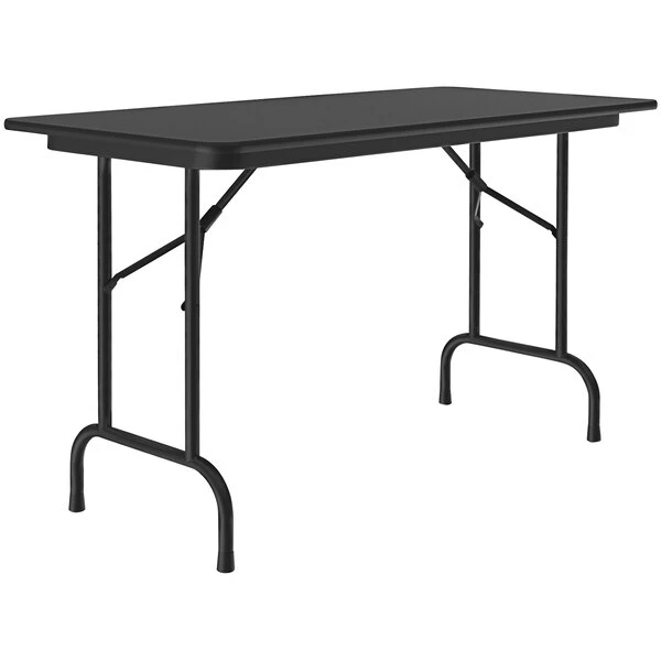 Correll 24" X 48" Black Granite Thermal-Fused Laminate Top Folding Table With Black Frame 1 Correll 24" X 48" Black Granite Thermal-Fused Laminate Top Folding Table With Black Frame