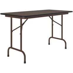 Correll 24" X 48" Walnut Thermal-Fused Laminate Top Folding Table With Brown Frame
