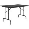 Correll 30" X 48" Black Granite Thermal-Fused Laminate Top Folding Table With Black Frame