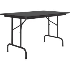 Correll 30" X 48" Black Granite Thermal-Fused Laminate Top Folding Table With Black Frame