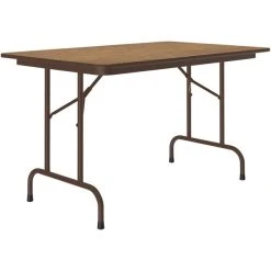 Correll 30" X 48" Medium Oak Thermal-Fused Laminate Top Folding Table With Brown Frame