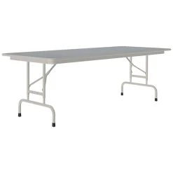 Correll 30" X 96" Gray Granite 22" - 32" Adjustable Height Thermal-Fused Laminate Top Folding Table With Gray Frame