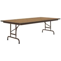 Correll 30" X 96" Oak 22" - 32" Adjustable Height Thermal-Fused Laminate Top Folding Table With Brown Frame