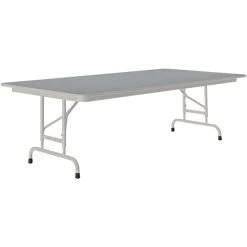 Correll 36" X 96" Gray Granite 22" - 32" Adjustable Height Thermal-Fused Laminate Top Folding Table With Gray Frame