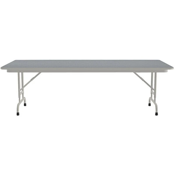 Correll 36" X 96" Gray Granite 22" - 32" Adjustable Height Thermal-Fused Laminate Top Folding Table With Gray Frame 2 Correll 36" X 96" Gray Granite 22" - 32" Adjustable Height Thermal-Fused Laminate Top Folding Table With Gray Frame - Image 2