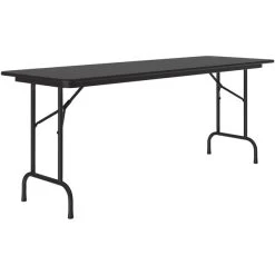 Correll 24" X 96" Black Granite Thermal-Fused Laminate Top Folding Table With Black Frame