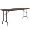 Correll 24" X 96" Walnut Thermal-Fused Laminate Top Folding Table With Brown Frame