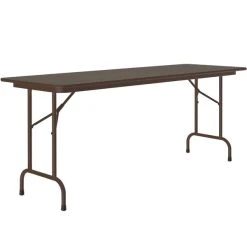 Correll 24" X 96" Walnut Thermal-Fused Laminate Top Folding Table With Brown Frame