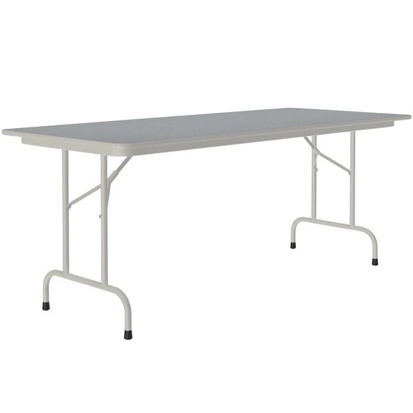 Correll 30" X 96" Gray Granite Thermal-Fused Laminate Top Folding Table With Gray Frame 1 Correll 30" X 96" Gray Granite Thermal-Fused Laminate Top Folding Table With Gray Frame