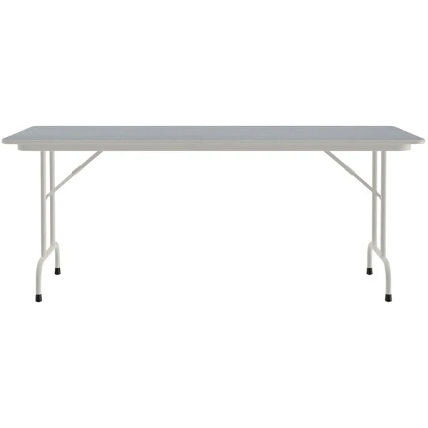 Correll 30" X 96" Gray Granite Thermal-Fused Laminate Top Folding Table With Gray Frame 2 Correll 30" X 96" Gray Granite Thermal-Fused Laminate Top Folding Table With Gray Frame - Image 2