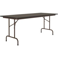 Correll 30" X 96" Walnut Thermal-Fused Laminate Top Folding Table With Brown Frame