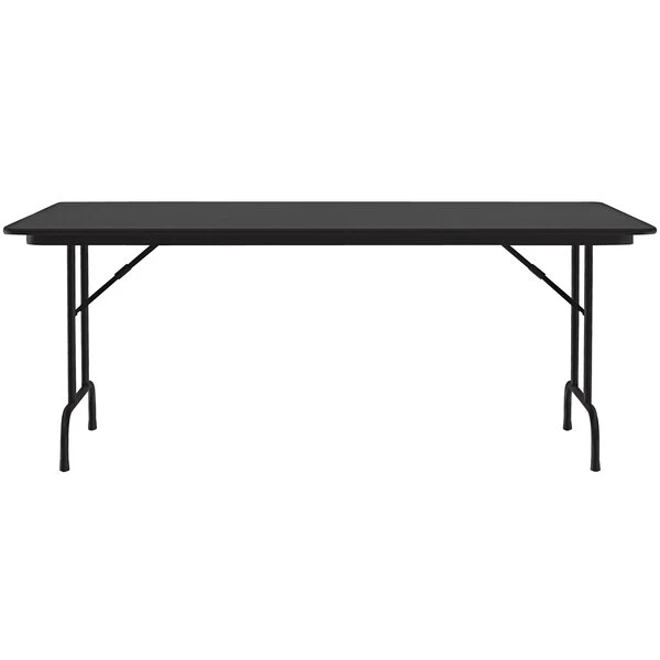 Correll 36" X 96" Black Granite Thermal-Fused Laminate Top Folding Table With Black Frame 2 Correll 36" X 96" Black Granite Thermal-Fused Laminate Top Folding Table With Black Frame - Image 2
