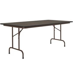 Correll 36" X 96" Walnut Thermal-Fused Laminate Top Folding Table With Brown Frame