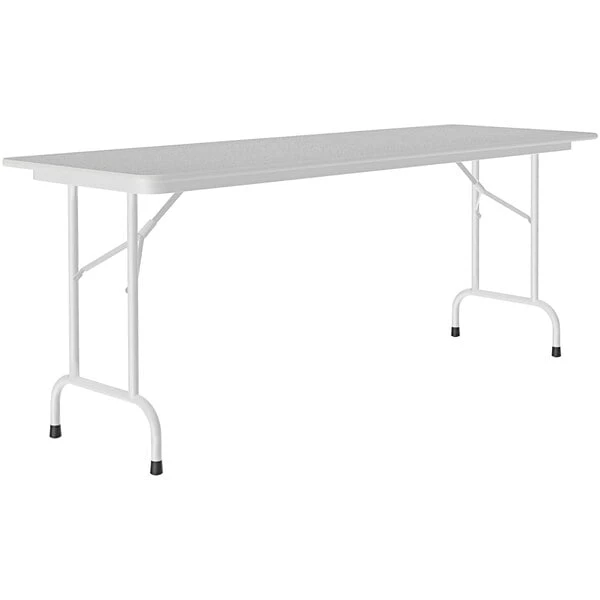 Correll 24" X 60" Gray Granite Thermal-Fused Laminate Top Folding Table With Gray Frame 1 Correll 24" X 60" Gray Granite Thermal-Fused Laminate Top Folding Table With Gray Frame
