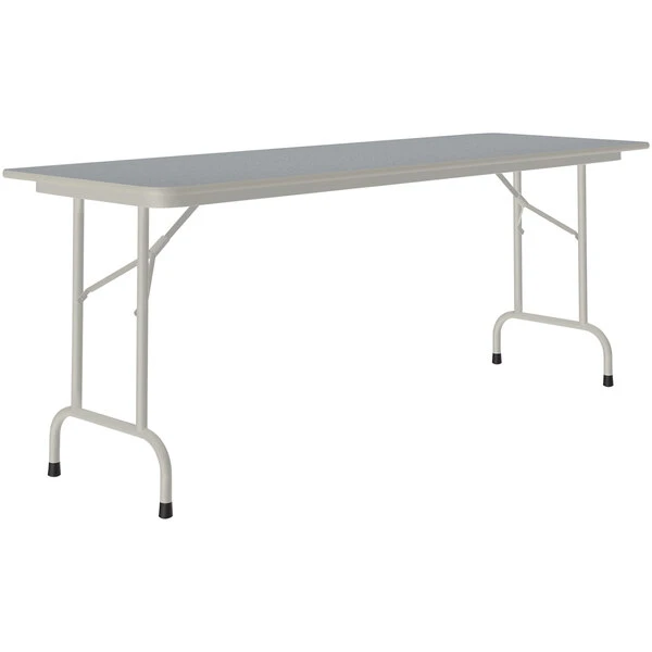 Correll 24" X 72" Gray Granite Thermal-Fused Laminate Top Folding Table With Gray Frame 1 Correll 24" X 72" Gray Granite Thermal-Fused Laminate Top Folding Table With Gray Frame