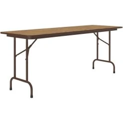 Correll 24" X 72" Medium Oak Thermal-Fused Laminate Top Folding Table With Brown Frame