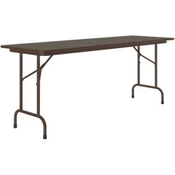 Correll 24" X 72" Walnut Thermal-Fused Laminate Top Folding Table With Brown Frame