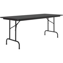 Correll 30" X 60" Black Granite Thermal-Fused Laminate Top Folding Table With Black Frame