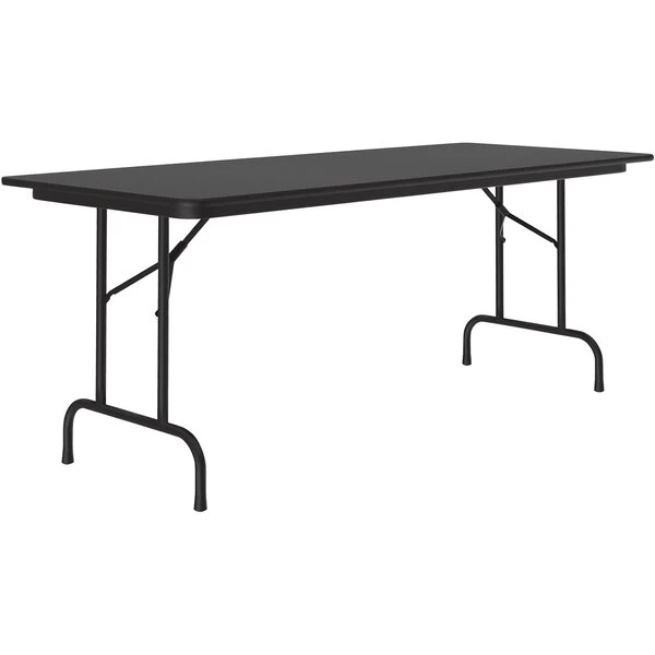 Correll 30" X 60" Black Granite Thermal-Fused Laminate Top Folding Table With Black Frame 1 Correll 30" X 60" Black Granite Thermal-Fused Laminate Top Folding Table With Black Frame