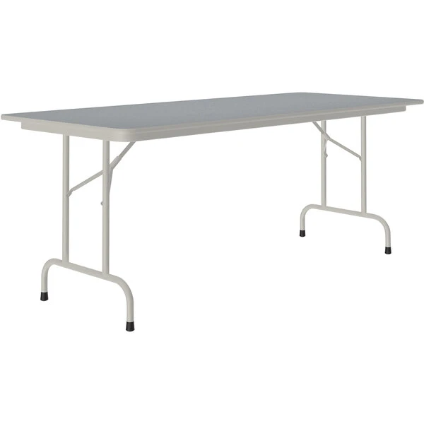 Correll 30" X 60" Gray Granite Thermal-Fused Laminate Top Folding Table With Gray Frame 1 Correll 30" X 60" Gray Granite Thermal-Fused Laminate Top Folding Table With Gray Frame