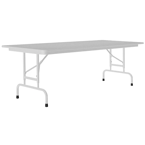 Correll 30" X 60" Gray Granite 22" - 32" Adjustable Height Thermal-Fused Laminate Top Folding Table With Gray Frame 1 Correll 30" X 60" Gray Granite 22" - 32" Adjustable Height Thermal-Fused Laminate Top Folding Table With Gray Frame