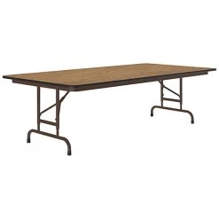 Correll 30" X 60" Oak 22" - 32" Adjustable Height Thermal-Fused Laminate Top Folding Table With Brown Frame