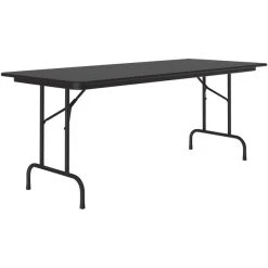 Correll 30" X 72" Black Granite Thermal-Fused Laminate Top Folding Table With Black Frame