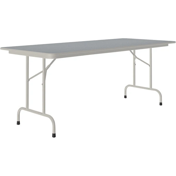Correll 30" X 72" Gray Granite Thermal-Fused Laminate Top Folding Table With Gray Frame 1 Correll 30" X 72" Gray Granite Thermal-Fused Laminate Top Folding Table With Gray Frame