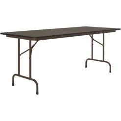 Correll 30" X 72" Walnut Thermal-Fused Laminate Top Folding Table With Brown Frame