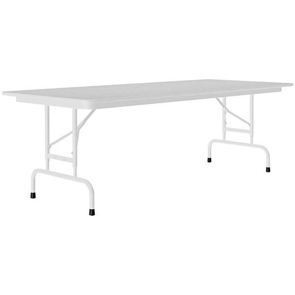 Correll 30" X 72" Gray Granite 22" - 32" Adjustable Height Thermal-Fused Laminate Top Folding Table With Gray Frame 1 Correll 30" X 72" Gray Granite 22" - 32" Adjustable Height Thermal-Fused Laminate Top Folding Table With Gray Frame