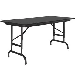 Correll 24" X 48" Black Granite 22" - 32" Adjustable Height Thermal-Fused Laminate Top Folding Table With Black Frame