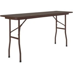 Correll 18" X 72" Walnut Thermal-Fused Laminate Top Folding Table With Brown Frame