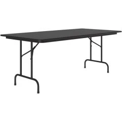 Correll 36" X 72" Black Granite Thermal-Fused Laminate Top Folding Table With Black Frame