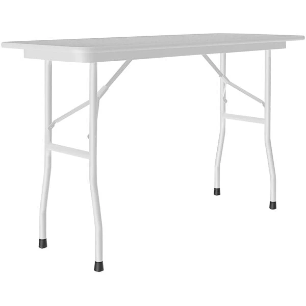 Correll 18" X 48" Gray Granite Thermal-Fused Laminate Top Folding Table With Gray Frame 1 Correll 18" X 48" Gray Granite Thermal-Fused Laminate Top Folding Table With Gray Frame