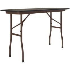 Correll 18" X 48" Walnut Thermal-Fused Laminate Top Folding Table With Brown Frame