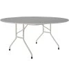 Correll 60" Round Gray Granite Thermal-Fused Laminate Top Folding Table With Gray Frame