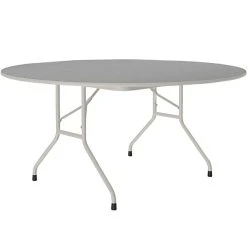 Correll 60" Round Gray Granite Thermal-Fused Laminate Top Folding Table With Gray Frame